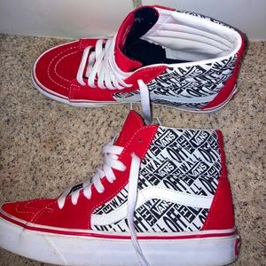 High top black red and white Vans